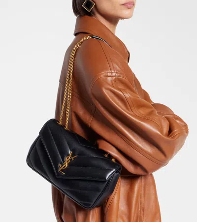 Saint Laurent Loulou Small Ysl Shoulder Bag In Quilted Leather In Brown