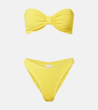 Hunza G Jean Seersucker Bandeau Bikini In Yellow
