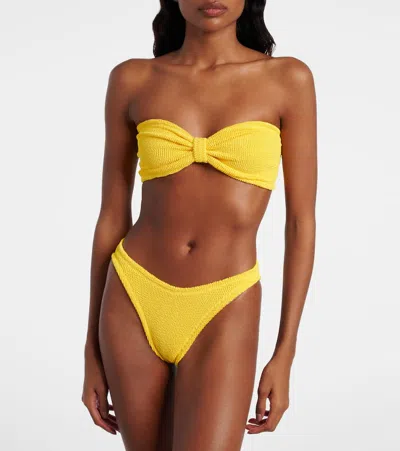 Hunza G Jean Seersucker Bandeau Bikini In Yellow