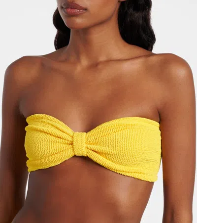 Hunza G Jean Seersucker Bandeau Bikini In Yellow