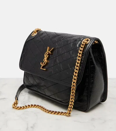 Saint Laurent Niki Medium Leather Shoulder Bag In Black