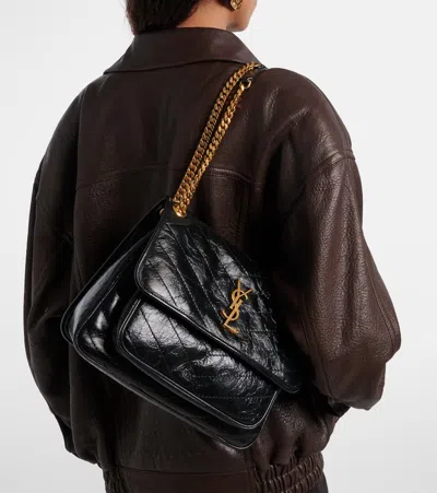 Saint Laurent Niki Medium Leather Shoulder Bag In Black