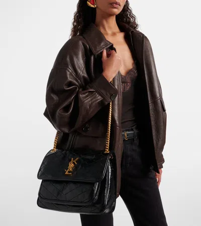 Saint Laurent Niki Medium Leather Shoulder Bag In Black