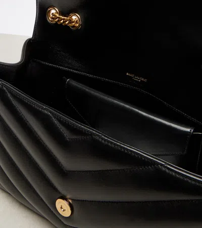 Saint Laurent Black Loulou Medium Shoulder Bag In Blue