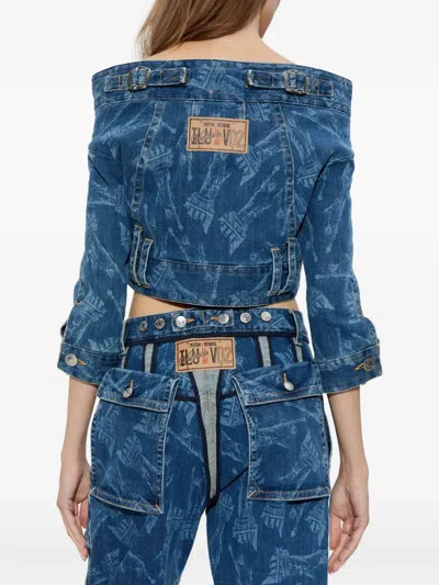 Dsquared2 X Vaquera Off-shoulder Zip-fastening Jacket In Blue