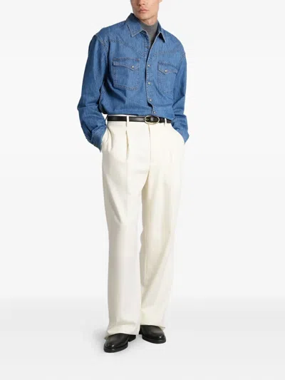 Lardini Western-style Denim Shirt In Blue