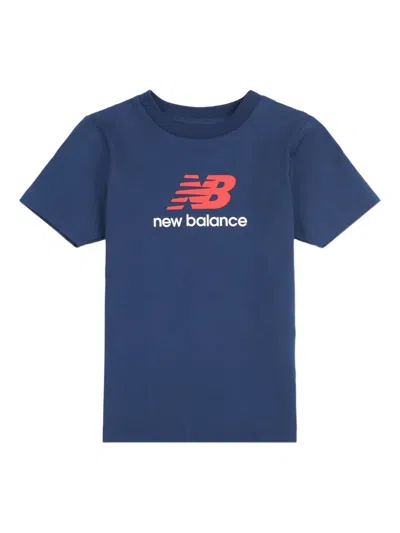 New Balance Boys Jersey Stacked Logo T-shirt In Blue