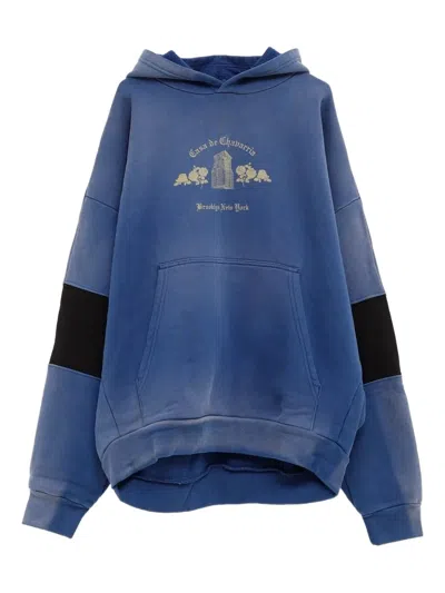 Willy Chavarria Casa De Chavarria Hooded Cotton Sweatshirt In Blue