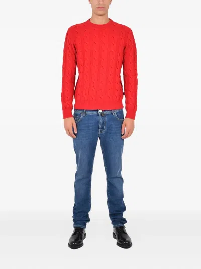 Jacob Cohen Cable-knit Sweater In Red
