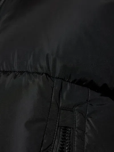 Add Long Ped Coat With Detachable Hood And Side Slits In Black