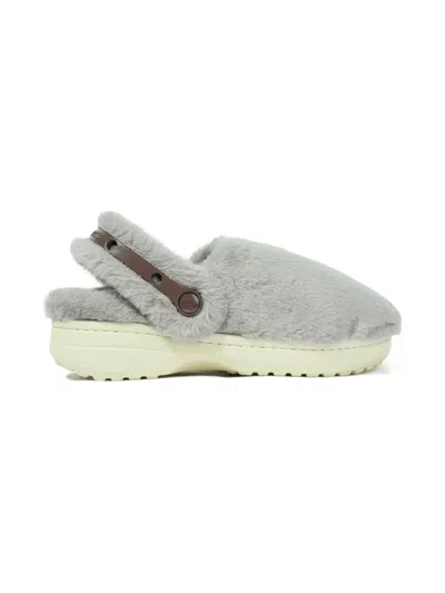 Crocs Cozzzy Faux-fur Strap Slippers In Gray