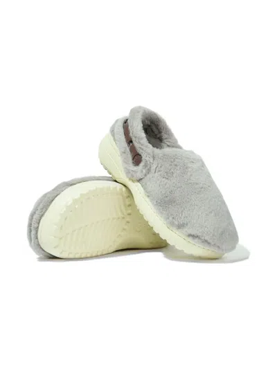 Crocs Cozzzy Faux-fur Strap Slippers In Gray