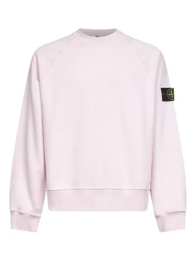 Stone Island Ribbed Hem Raglan Sleeve Sweatshirt In Pink
