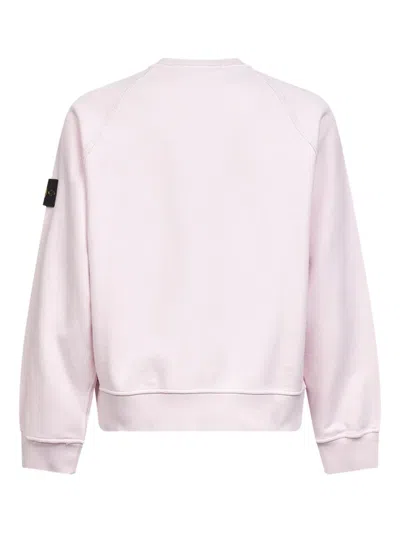 Stone Island Ribbed Hem Raglan Sleeve Sweatshirt In Pink