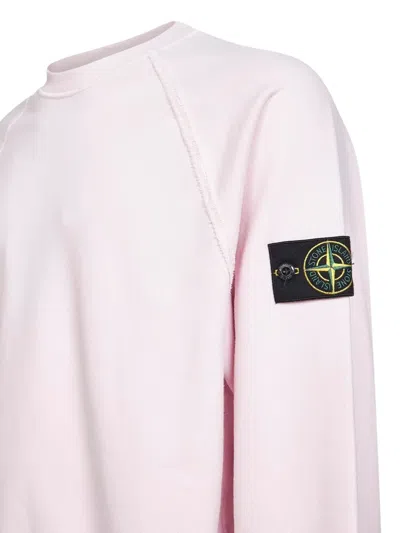 Stone Island Ribbed Hem Raglan Sleeve Sweatshirt In Pink