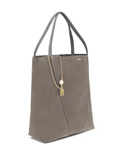 Chloé Spin Suede Tote Bag In Gray