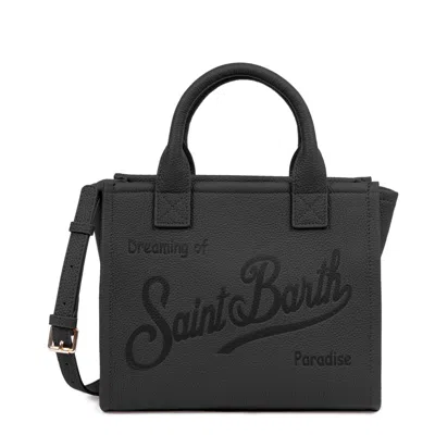 Mc2 Saint Barth Rectangular Tote Bag With Embossed Branding And Adjustable Strap In Black