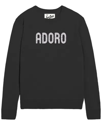 Mc2 Saint Barth Black Jacquard Wool Blend New Queen Sweater In Black