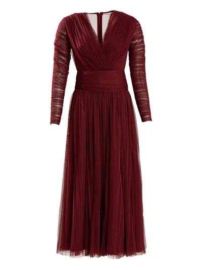 Ana Radu V-neck Long-sleeve Midi Dress In Red