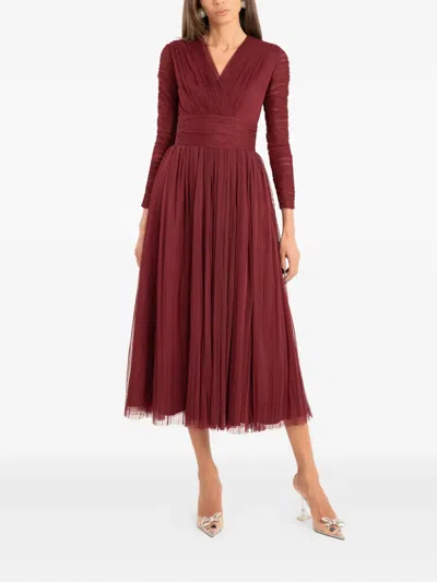Ana Radu V-neck Long-sleeve Midi Dress In Red