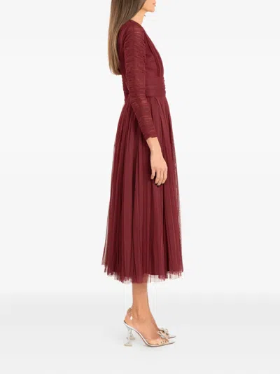 Ana Radu V-neck Long-sleeve Midi Dress In Red