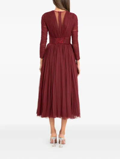 Ana Radu V-neck Long-sleeve Midi Dress In Red