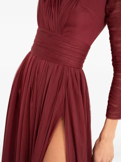 Ana Radu V-neck Long-sleeve Midi Dress In Red