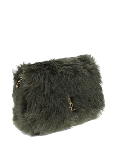 Saint Laurent Jamie Medium Shearling Shoulder Bag In Gray