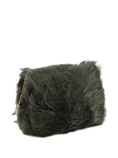 Saint Laurent Jamie Medium Shearling Shoulder Bag In Gray