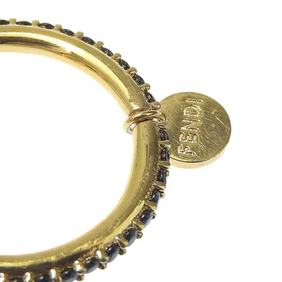 Pre-owned Fendi Gold Black Gold Plating Band Ring () In Multi
