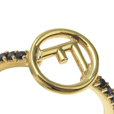 Pre-owned Fendi Gold Black Gold Plating Band Ring () In Multi