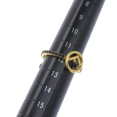 Pre-owned Fendi Gold Black Gold Plating Band Ring () In Multi