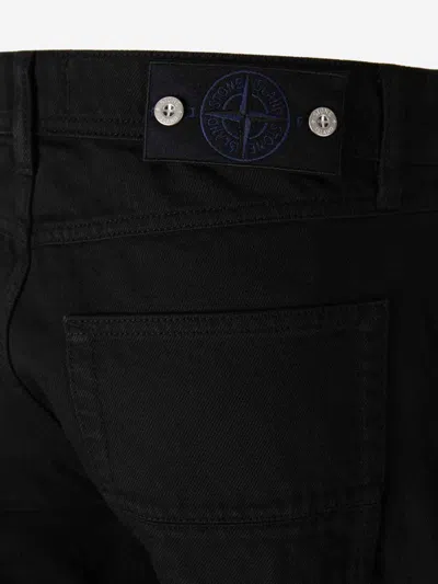 Stone Island Denim Wide Leg Jeans In Black