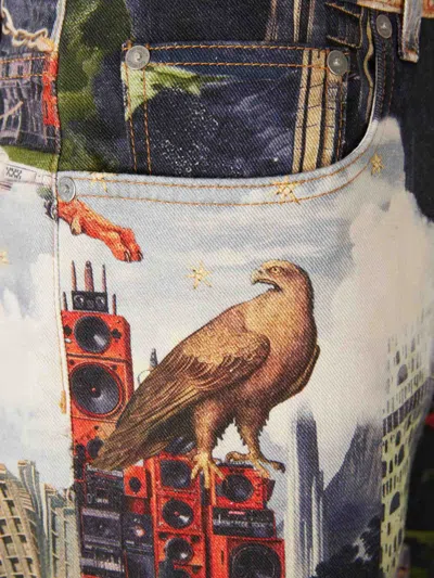 Off-white Flared Print Jeans In Multi