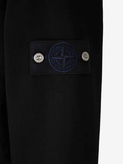 Stone Island Denim Long Coat By In Black