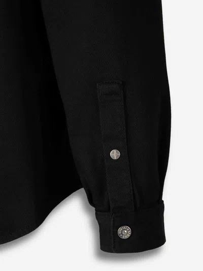 Stone Island Denim Long Coat By In Black