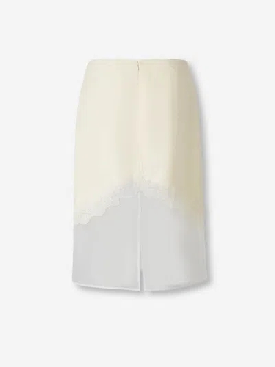 Jil Sander Asymmetric Lace Midi Skirt In White