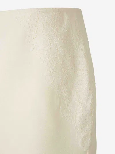 Jil Sander Asymmetric Lace Midi Skirt In White