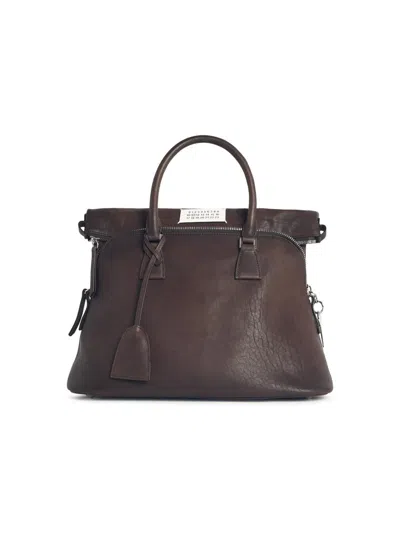 Maison Margiela Ebony Leather '5ac Loved To Death' Medium Bag In Brown