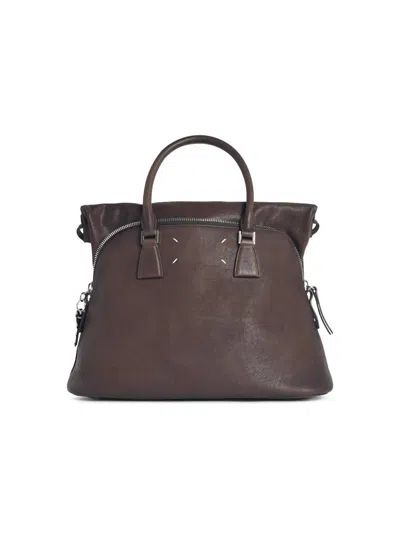 Maison Margiela Ebony Leather '5ac Loved To Death' Medium Bag In Brown