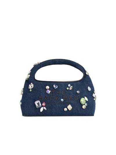 Marc Jacobs Denim Mini Sack Handbag With Embellished Design In Blue