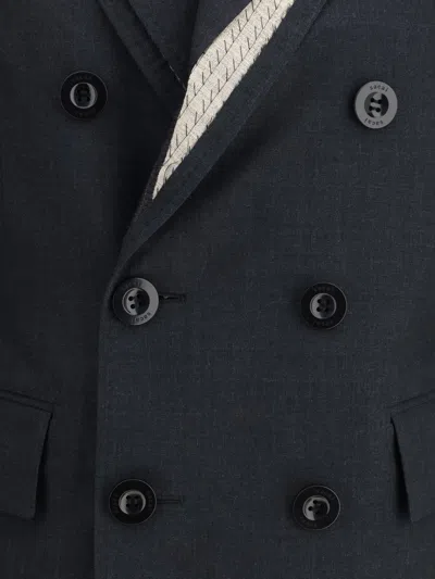 Sacai Double-breasted Blazer In Blue