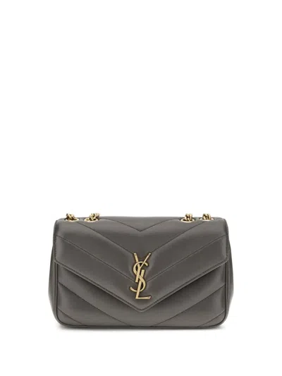 Saint Laurent Small Loulou Shoulder Bag In Gray