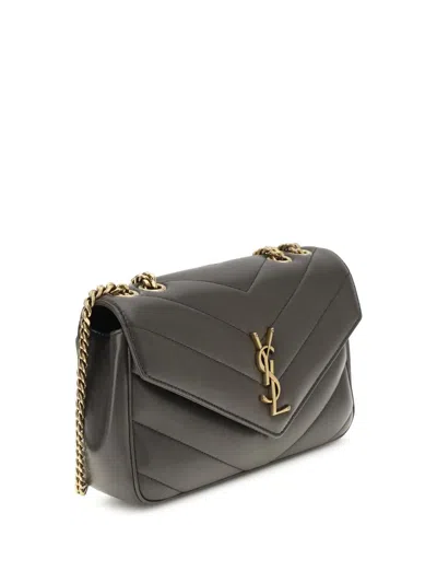 Saint Laurent Small Loulou Shoulder Bag In Gray