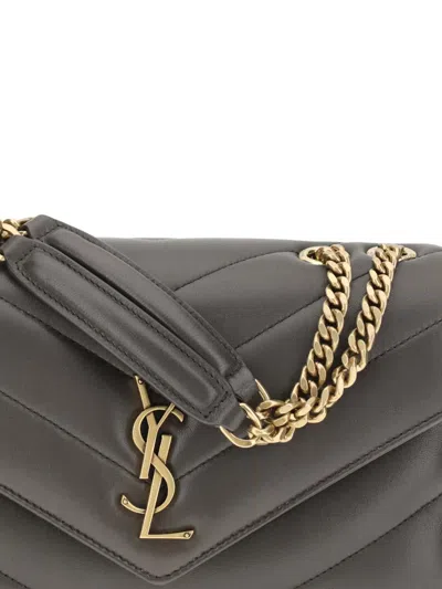 Saint Laurent Small Loulou Shoulder Bag In Gray
