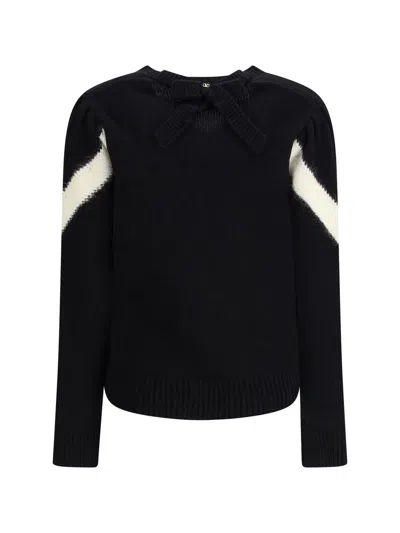 Valentino Wool Sweater With A Bow At The Back In Black