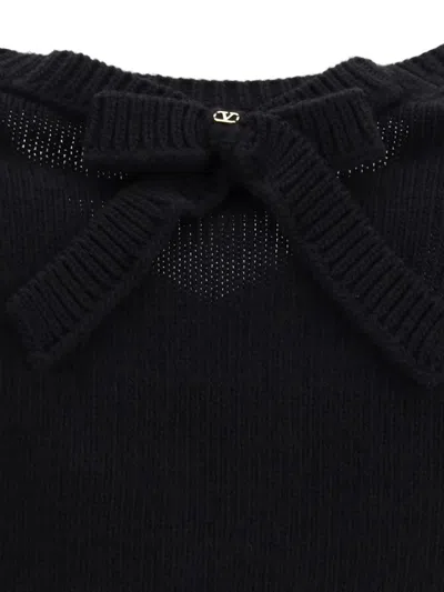 Valentino Wool Sweater With A Bow At The Back In Black