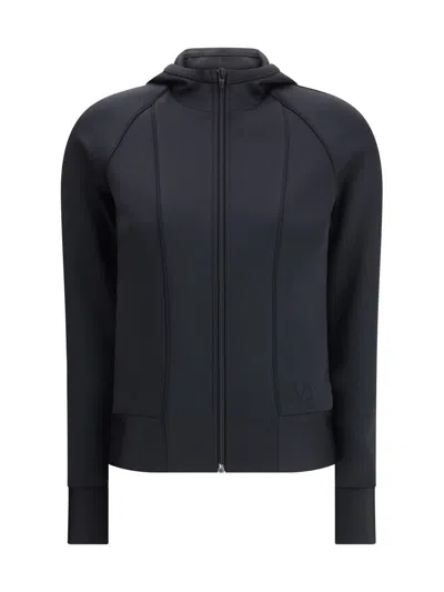 Valentino Structured Technical Jersey Sweatshirt In Black