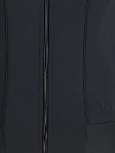 Valentino Structured Technical Jersey Sweatshirt In Black