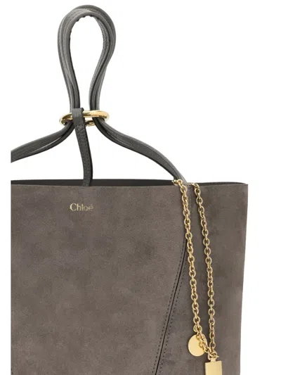 Chloé Spin Medium Tote Bag In Gray